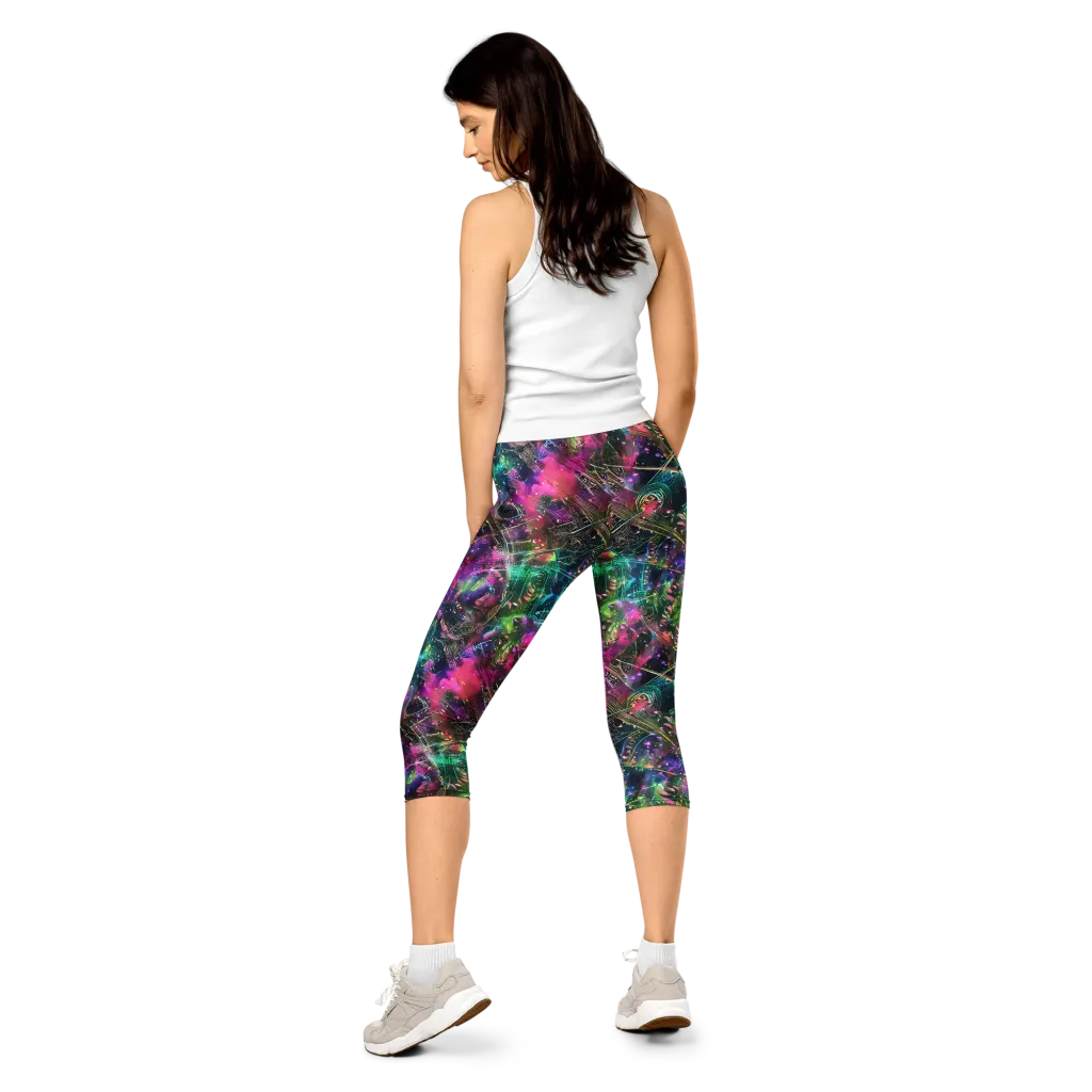 Digital Bloom on Capri Leggings — Back