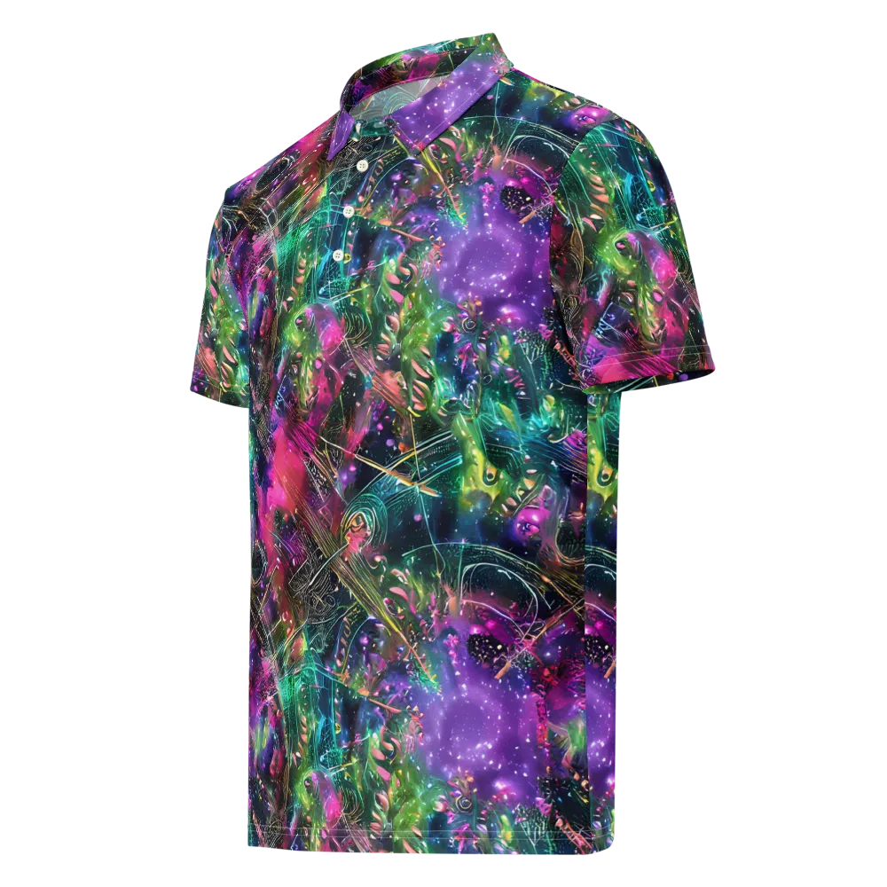 Digital Bloom on Men's Slim Fit Polo Shirt — Left Front