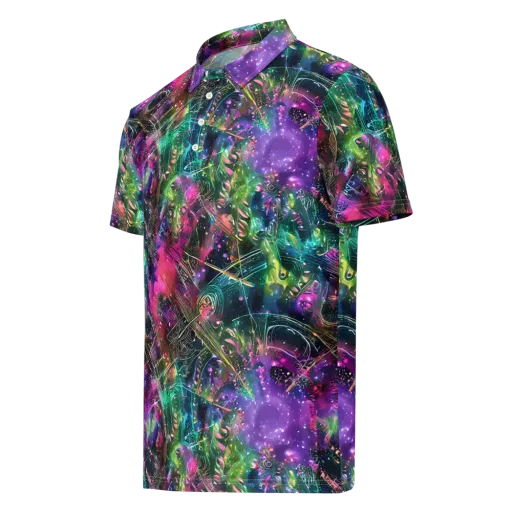 Digital Bloom on a Men's Slim Fit Polo Shirt