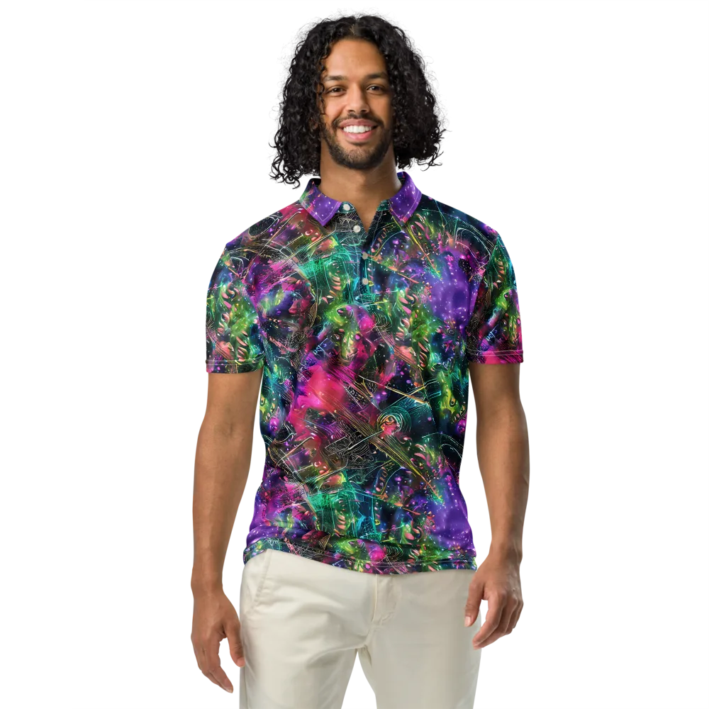 Digital Bloom on Men's Slim Fit Polo Shirt — Front