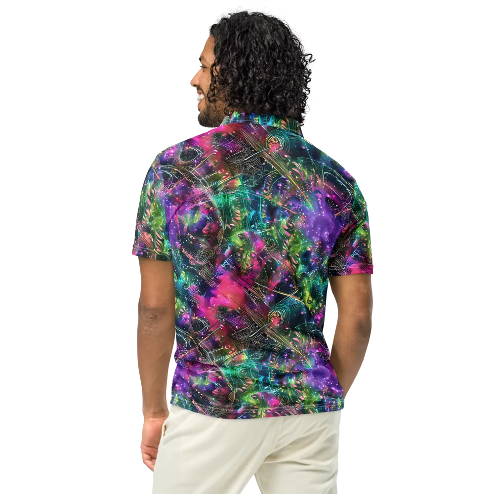 Digital Bloom on Men's Slim Fit Polo Shirt — Back