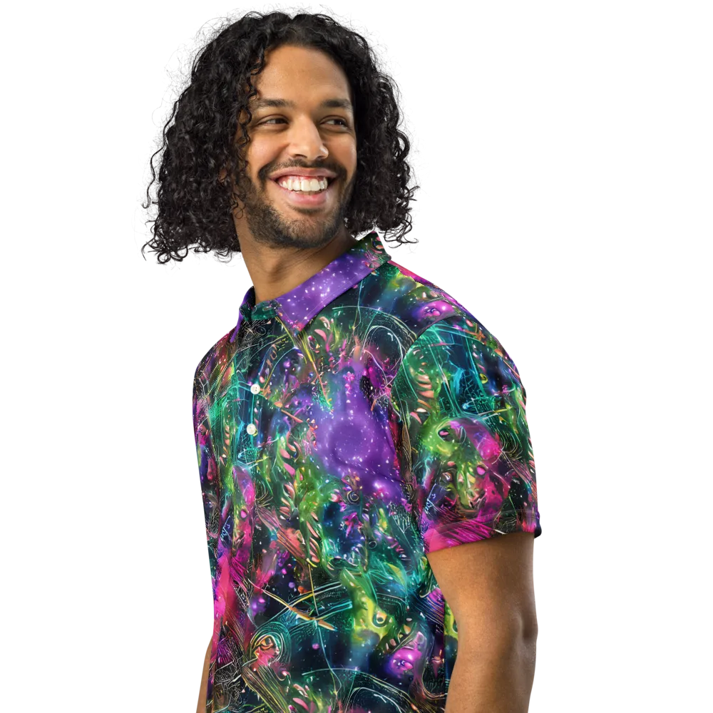 Digital Bloom on Men's Slim Fit Polo Shirt — Left Front