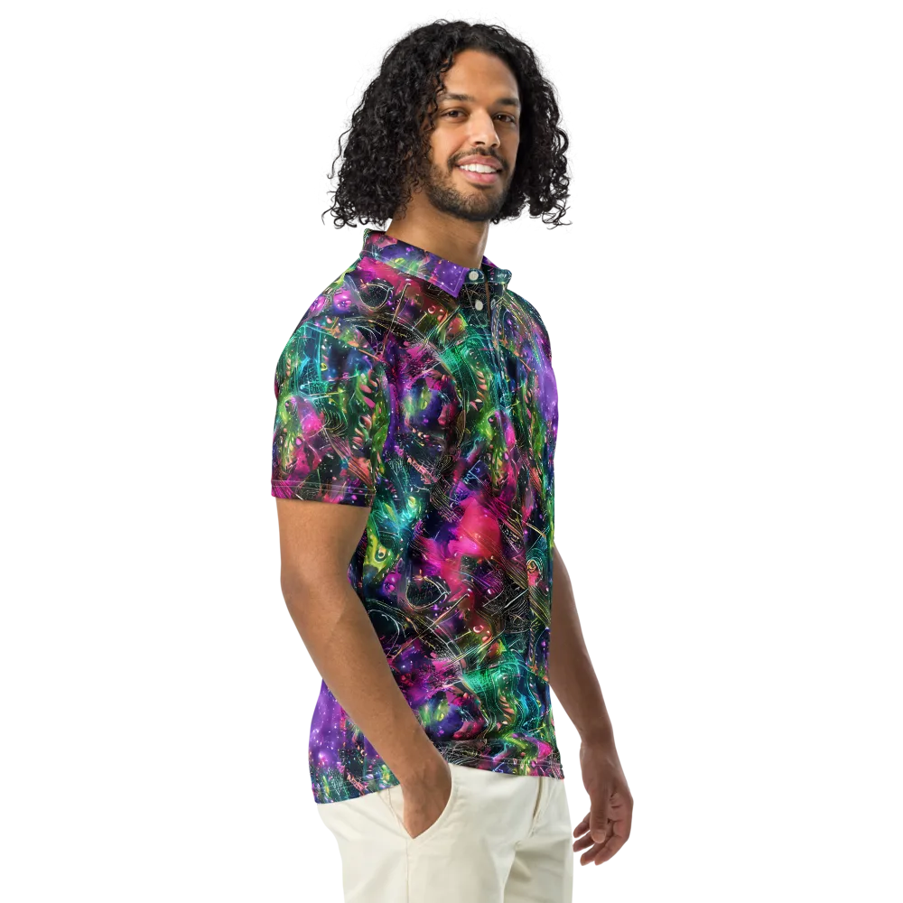 Digital Bloom on Men's Slim Fit Polo Shirt — Right Front