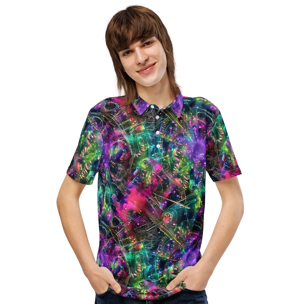 Digital Bloom on Men's Slim Fit Polo Shirt — Front