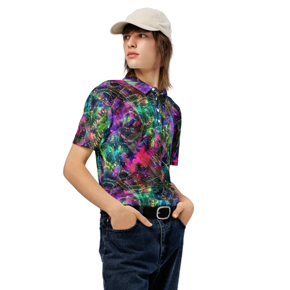 Digital Bloom on Men's Slim Fit Polo Shirt — Right Front