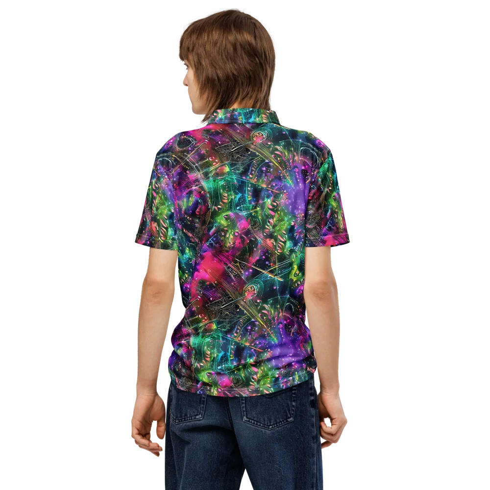 Digital Bloom on Men's Slim Fit Polo Shirt — Back