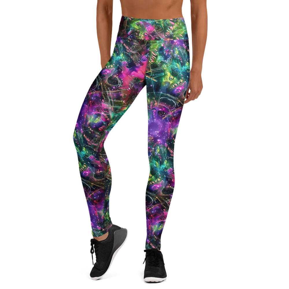 Digital Bloom on Yoga Leggings — Front