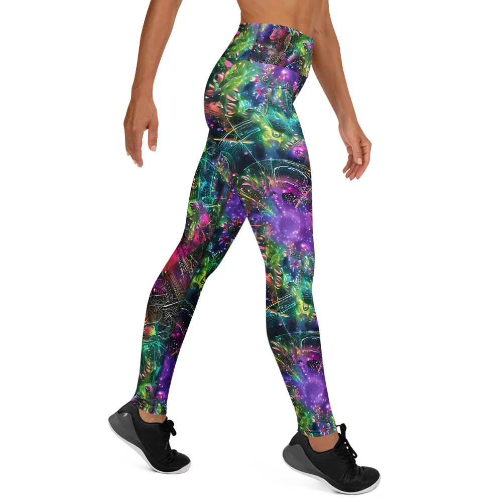 Digital Bloom on Yoga Leggings — Right