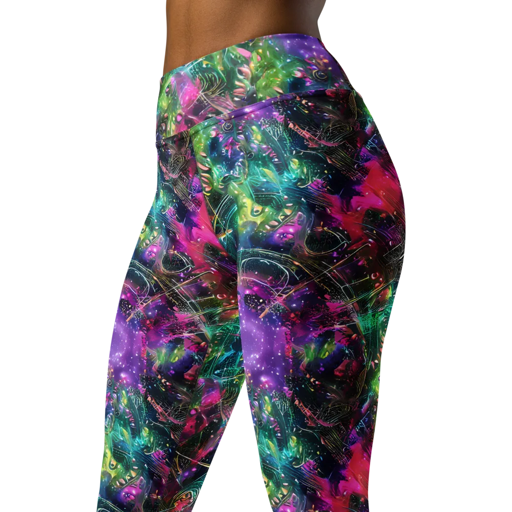 Digital Bloom on Yoga Leggings — Left Front