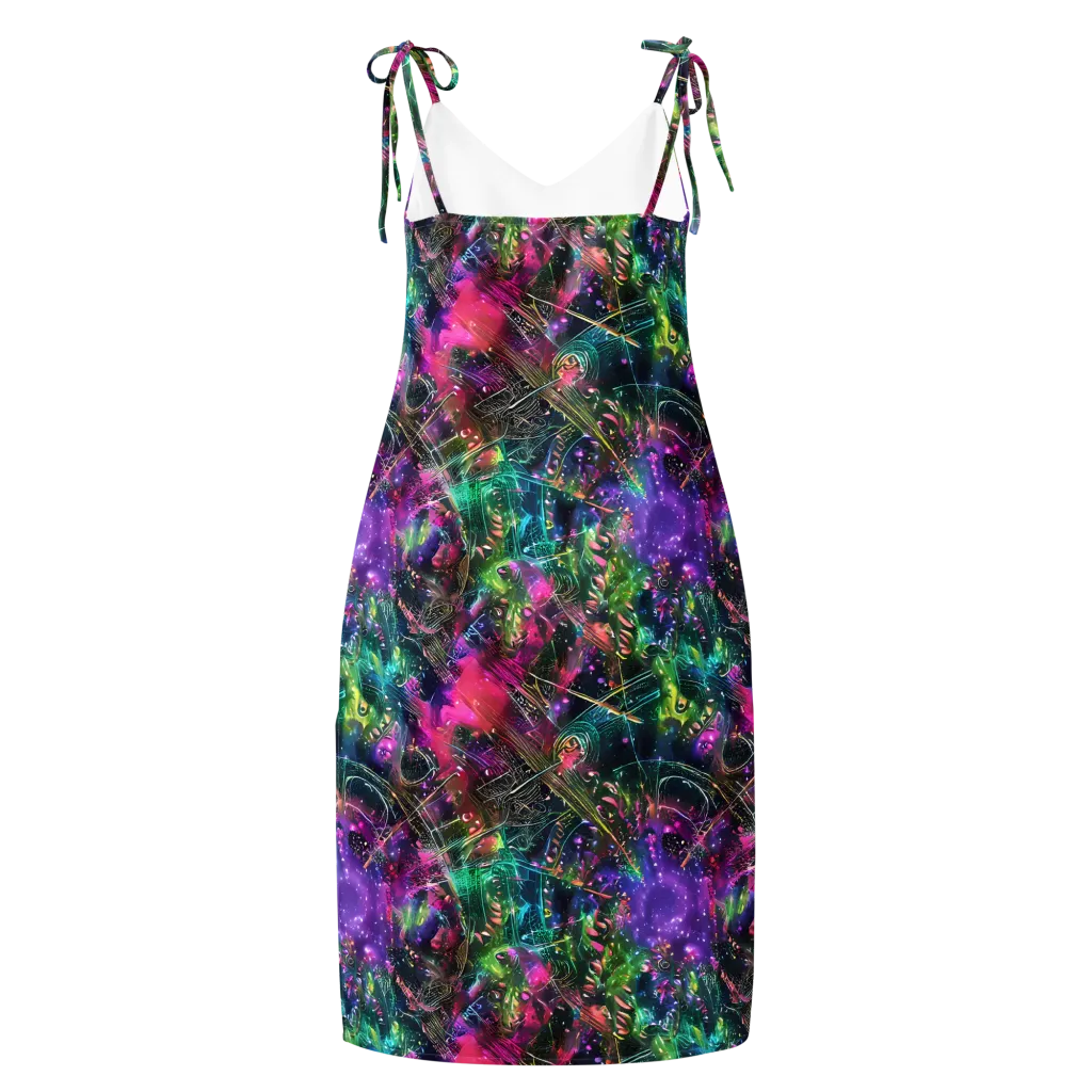 Digital Bloom on Slip Dress — Back