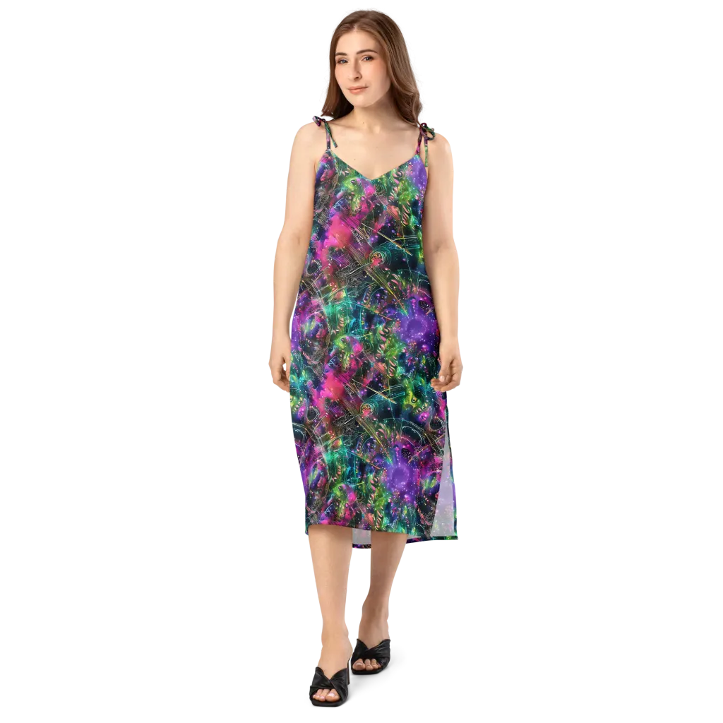 Digital Bloom on Slip Dress — Front