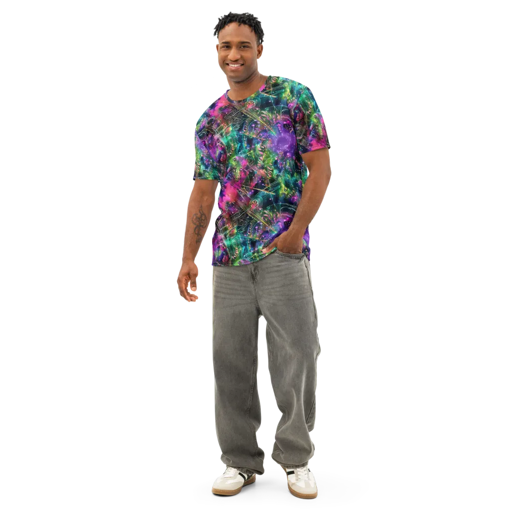 Digital Bloom on Men's Cotton Crew Neck T-Shirt — Front