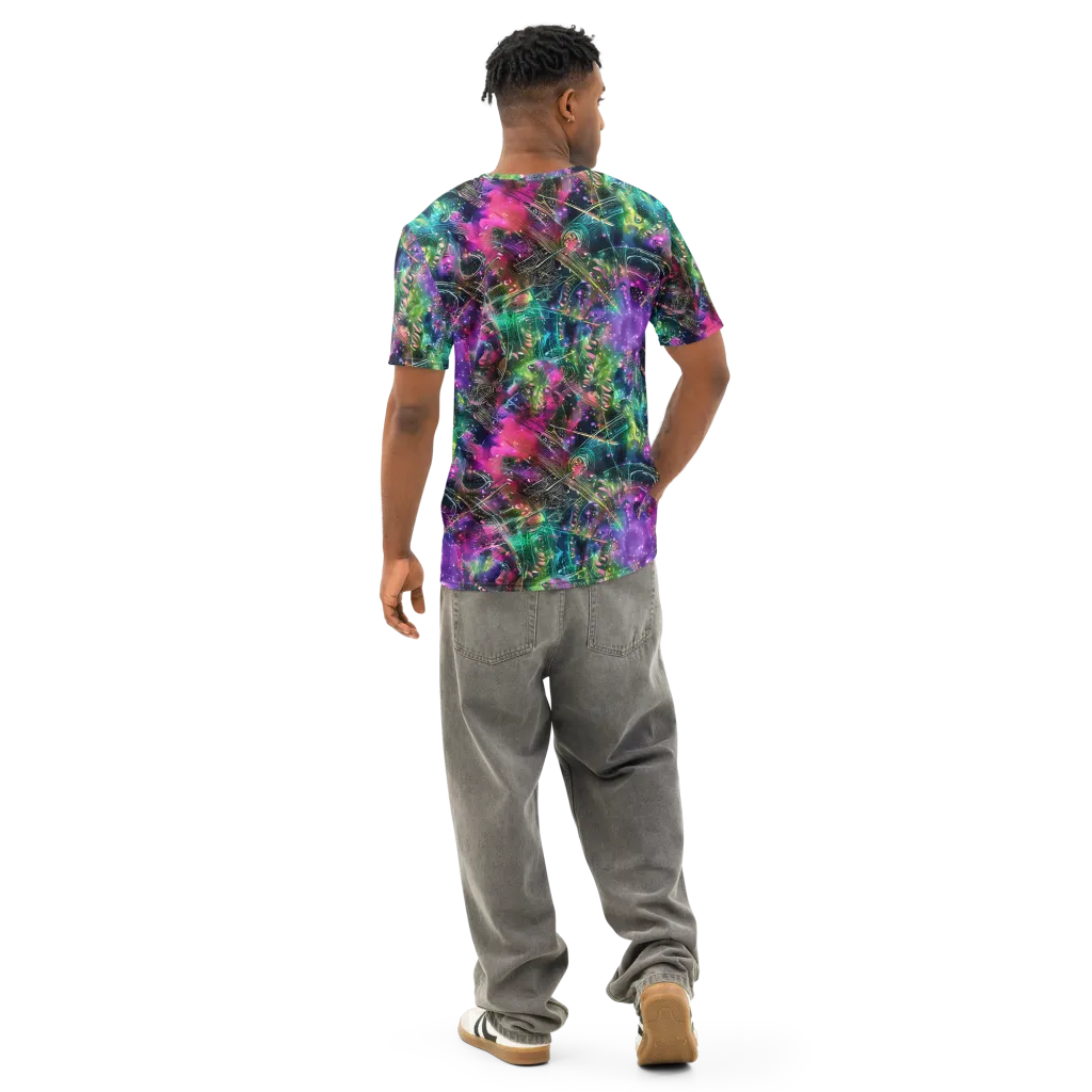 Digital Bloom on Men's Cotton Crew Neck T-Shirt — Back