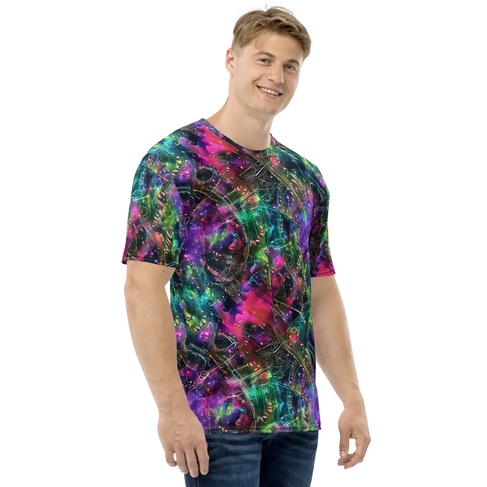 Digital Bloom on Men's Crew Neck T-Shirt — Right