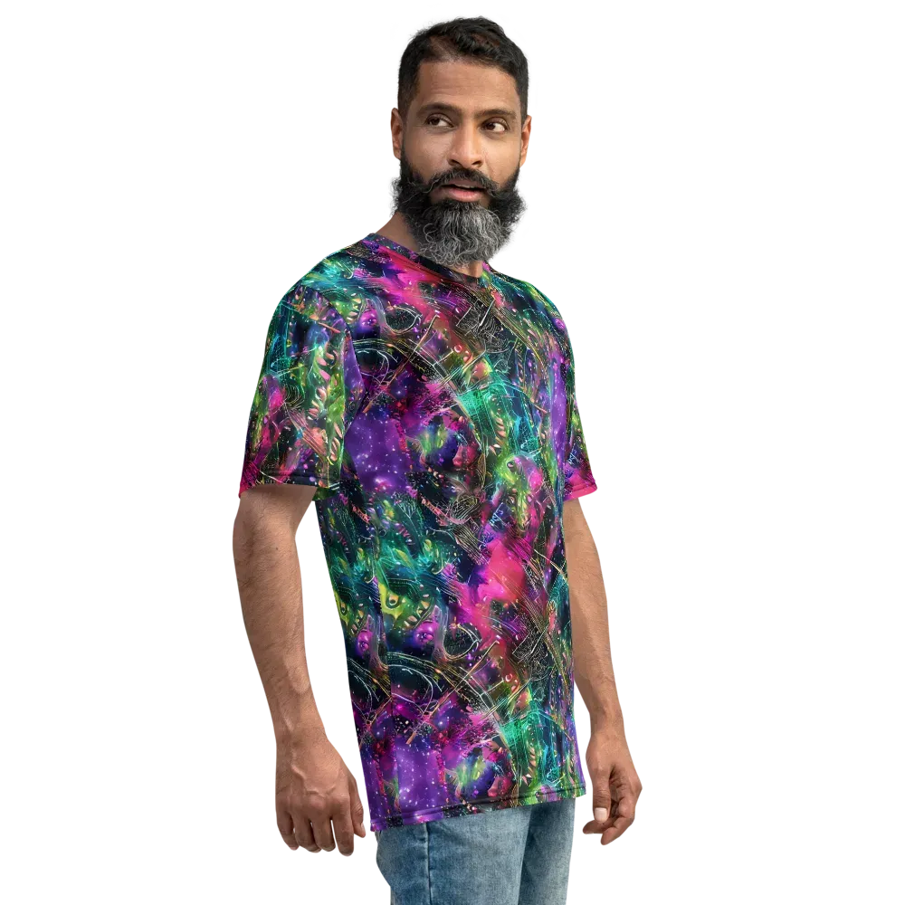 Digital Bloom on Men's Crew Neck T-Shirt — Right