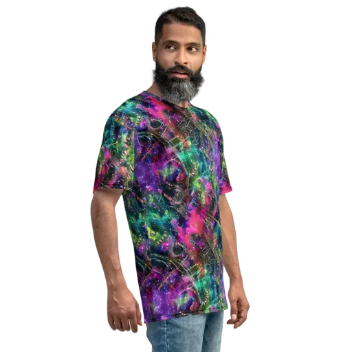 Digital Bloom on a Men's Crew Neck T-Shirt