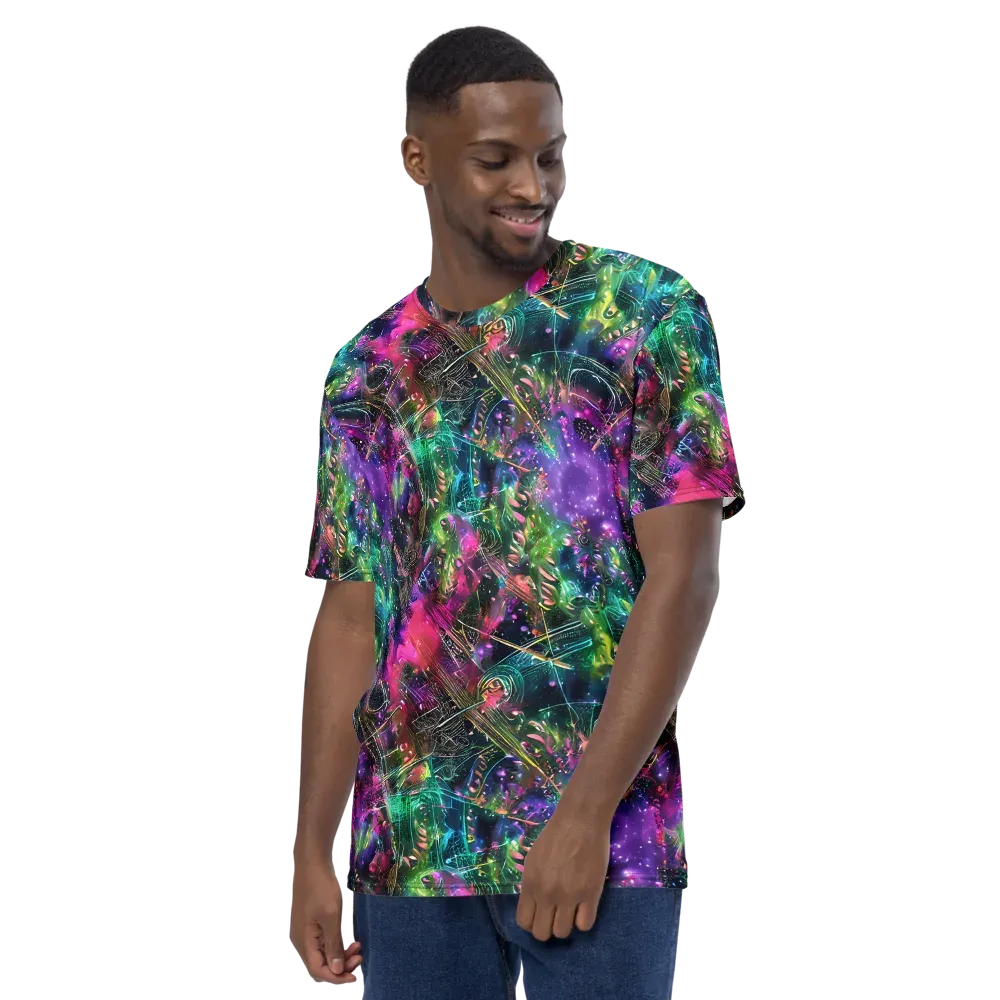 Digital Bloom on Men's Crew Neck T-Shirt — Left