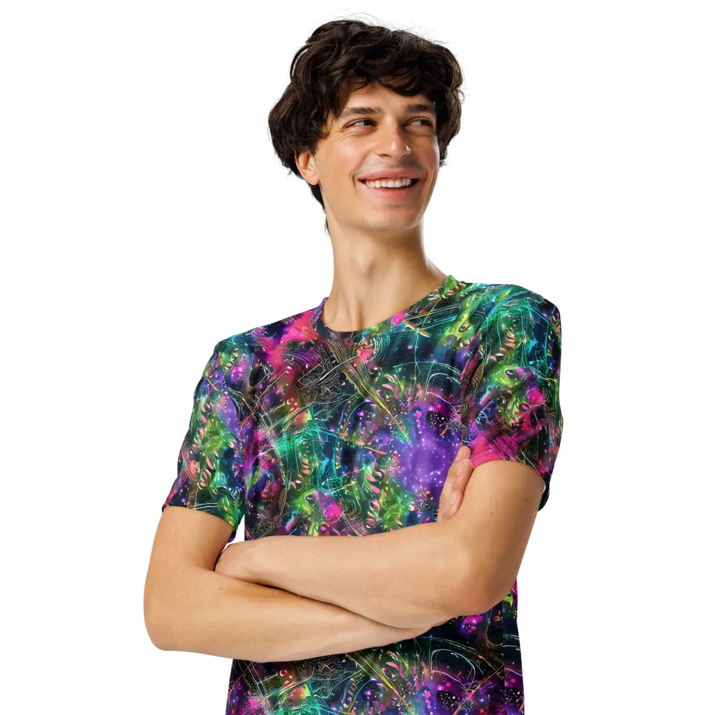 Digital Bloom on Men's Crew Neck T-Shirt — Left Front