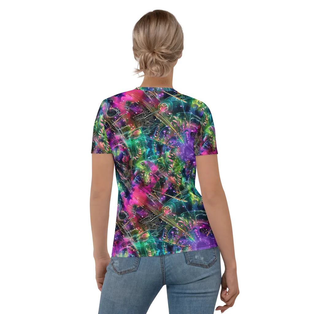Digital Bloom on Women's Crew Neck T-Shirt — Back