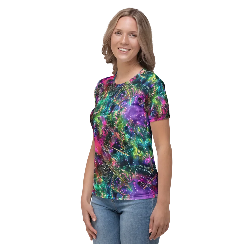 Digital Bloom on Women's Crew Neck T-Shirt — Left