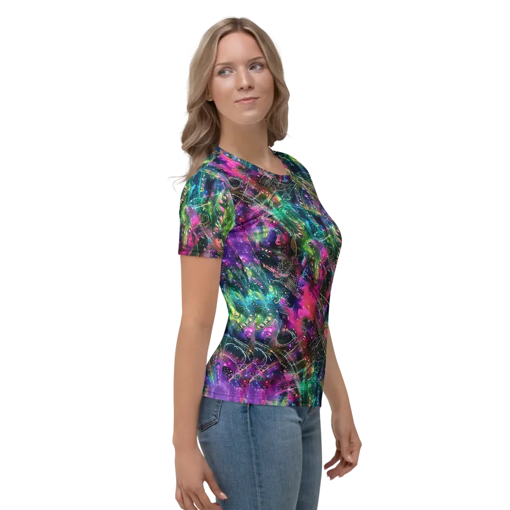 Digital Bloom on Women's Crew Neck T-Shirt — Right