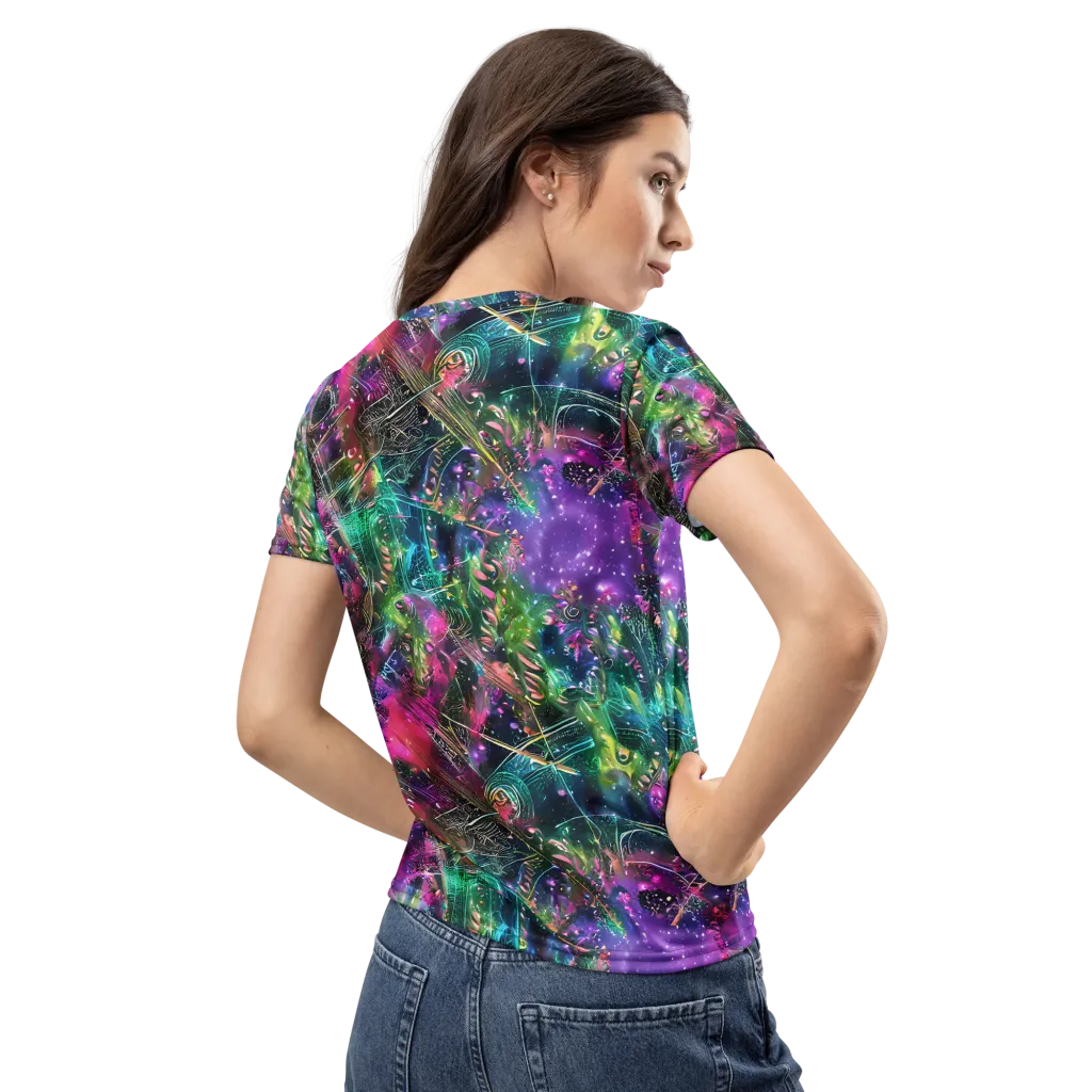 Digital Bloom on Women's Crew Neck T-Shirt — Back