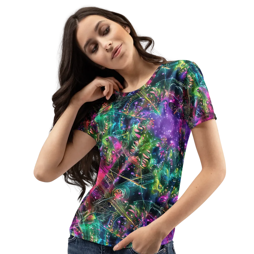 Digital Bloom on Women's Crew Neck T-Shirt — Left Front