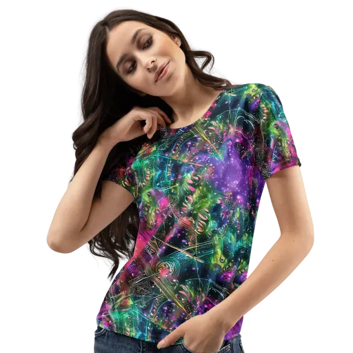 Digital Bloom on a Women's Crew Neck T-Shirt