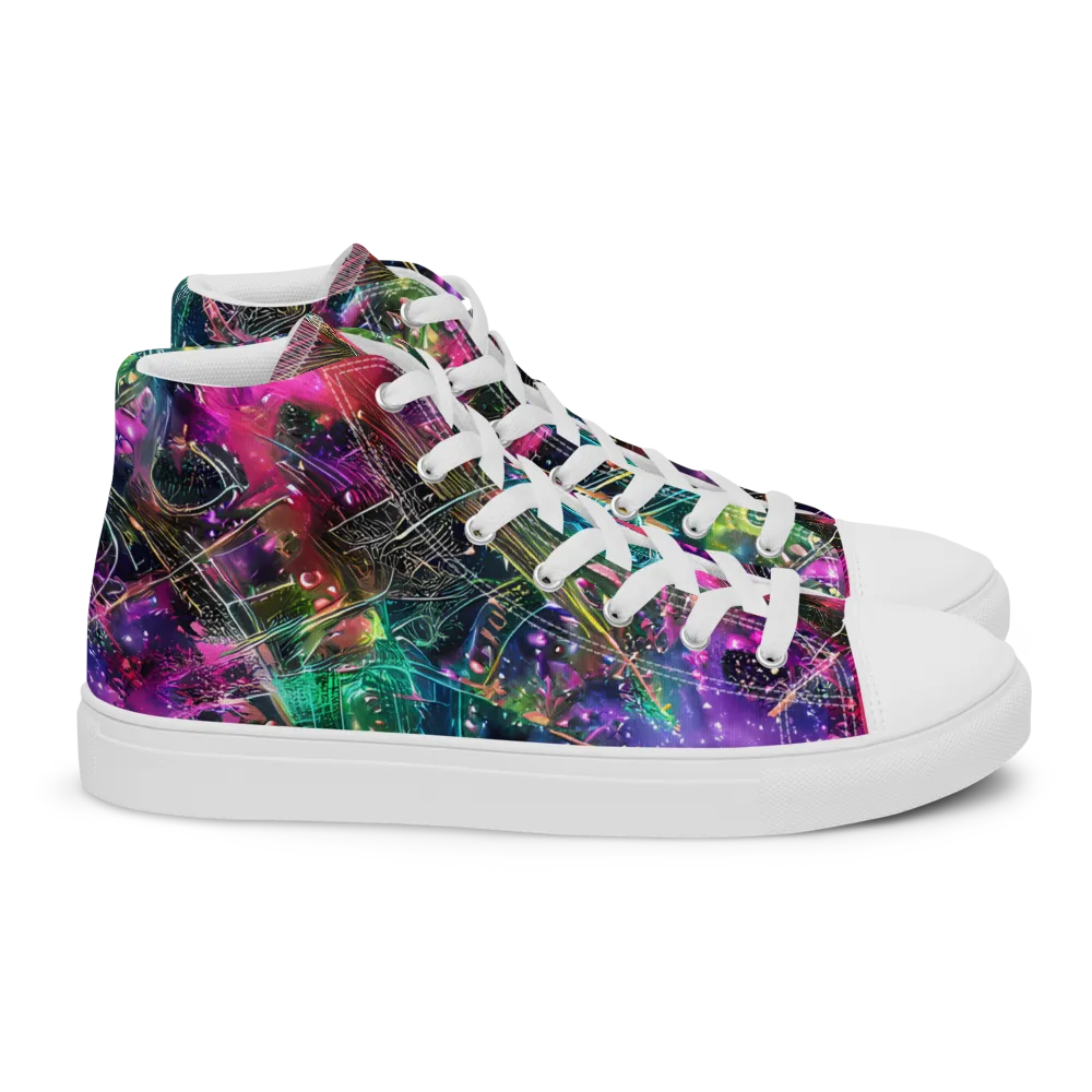 Digital Bloom on Women's High Top Canvas Shoes — Right