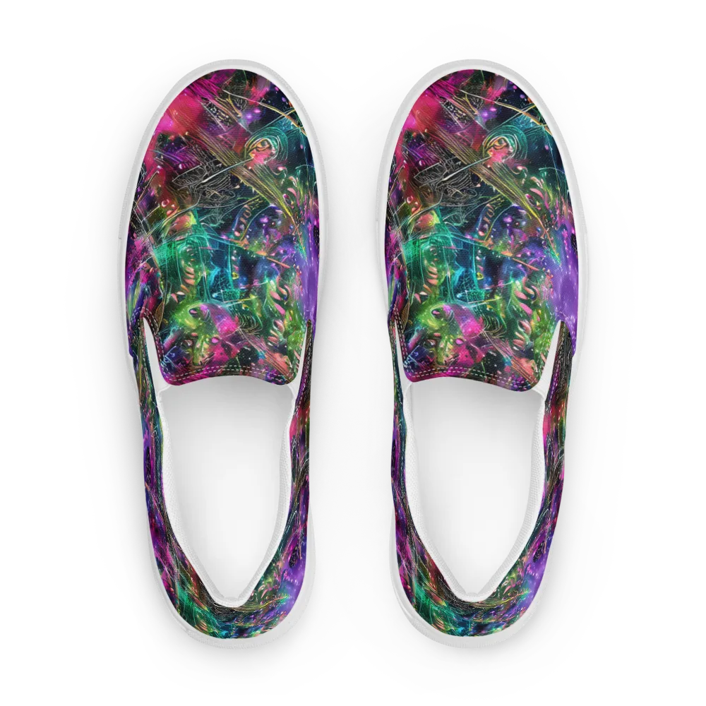 Digital Bloom on Men's Slip-On Canvas Shoes — Front