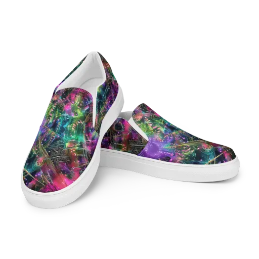 Digital Bloom on a Men's Slip-On Canvas Shoes