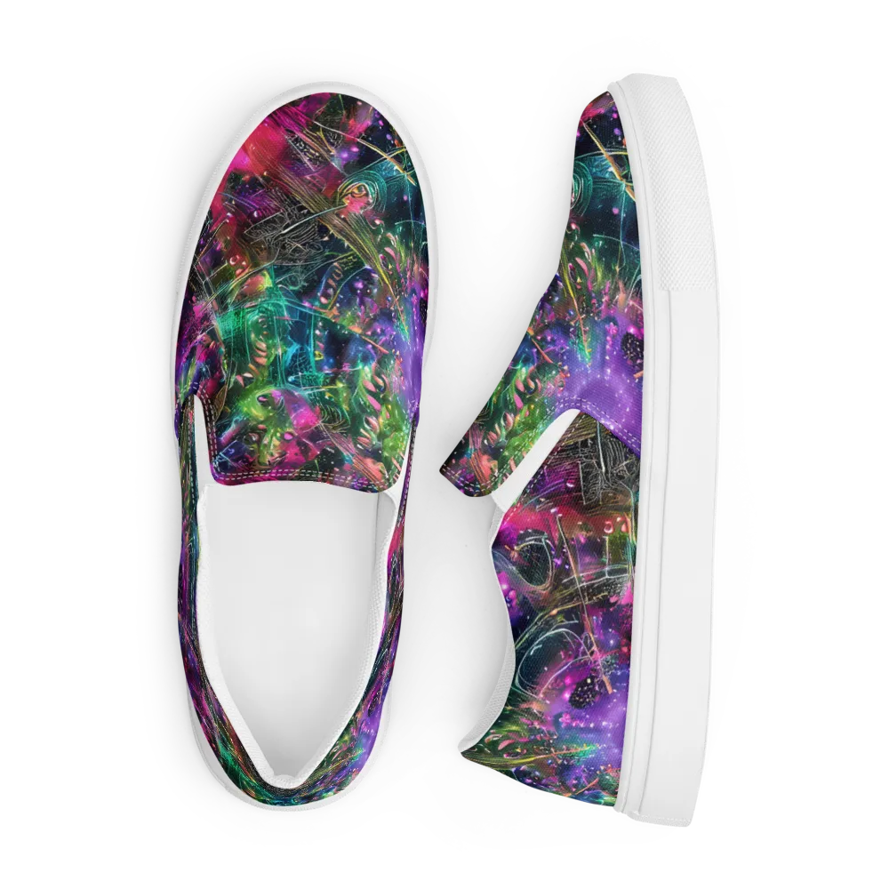 Digital Bloom on Men's Slip-On Canvas Shoes — Front