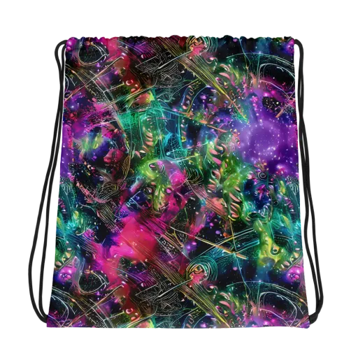 Digital Bloom on a Drawstring Bag