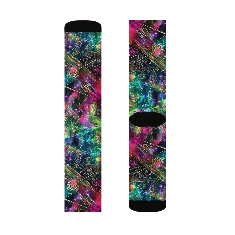 Digital Bloom on Socks — Left Sock