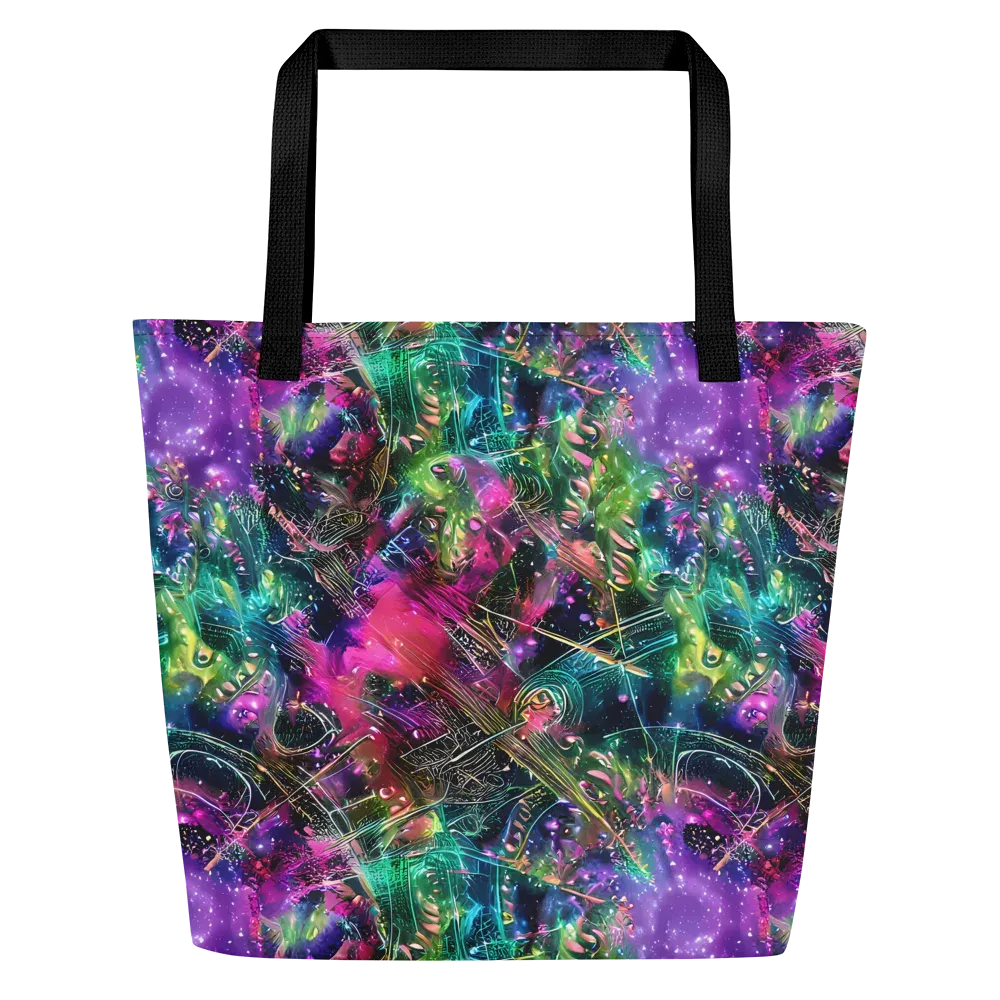 Digital Bloom on Large Tote Bag W/ Pocket — Front