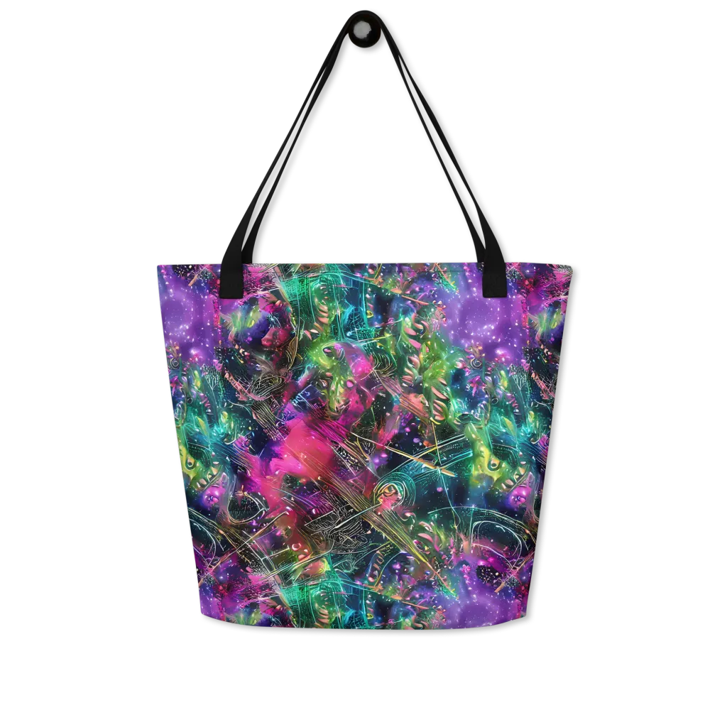 Digital Bloom on Large Tote Bag W/ Pocket — Front