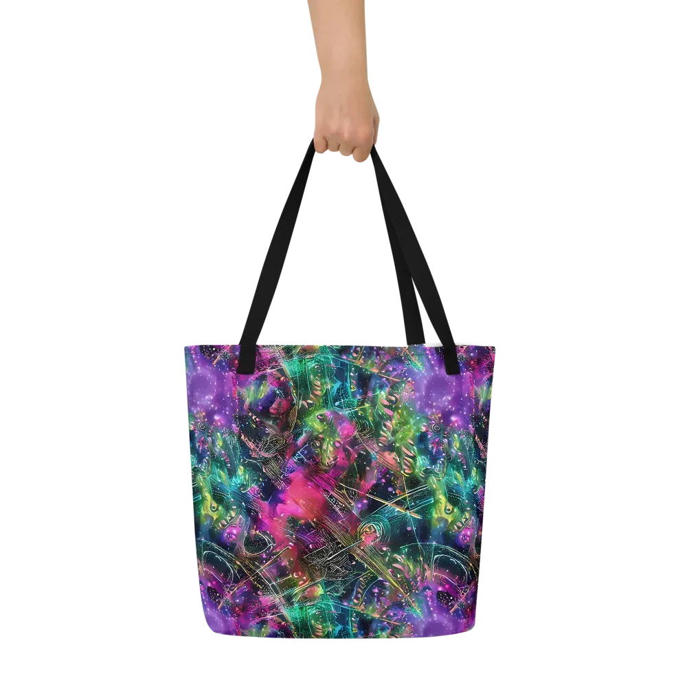 Digital Bloom on Large Tote Bag W/ Pocket — Front