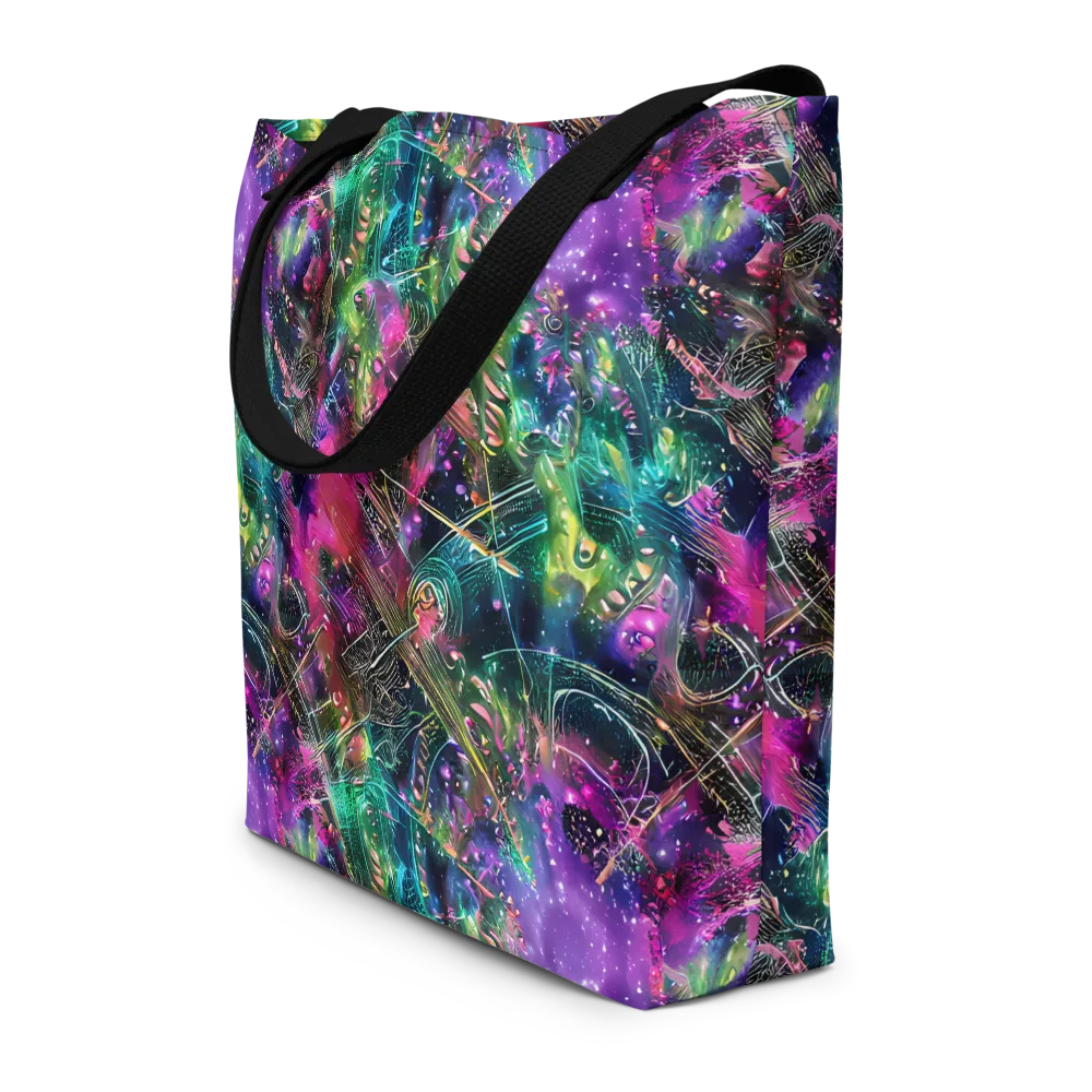Digital Bloom on Large Tote Bag W/ Pocket — Front