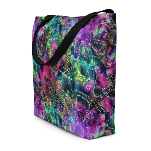 Digital Bloom on a Large Tote Bag W/ Pocket