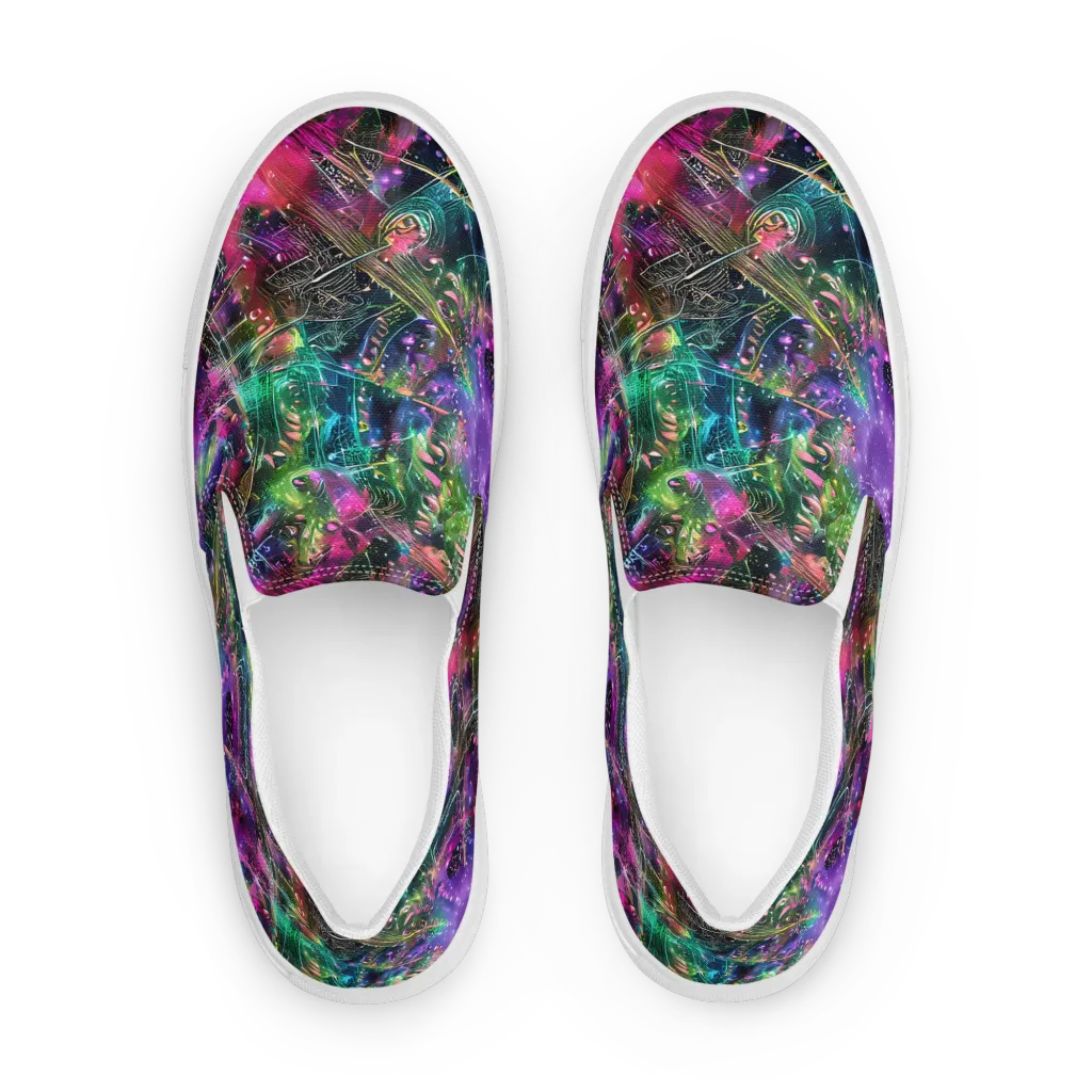 Digital Bloom on Women's Slip-On Canvas Shoes — Front