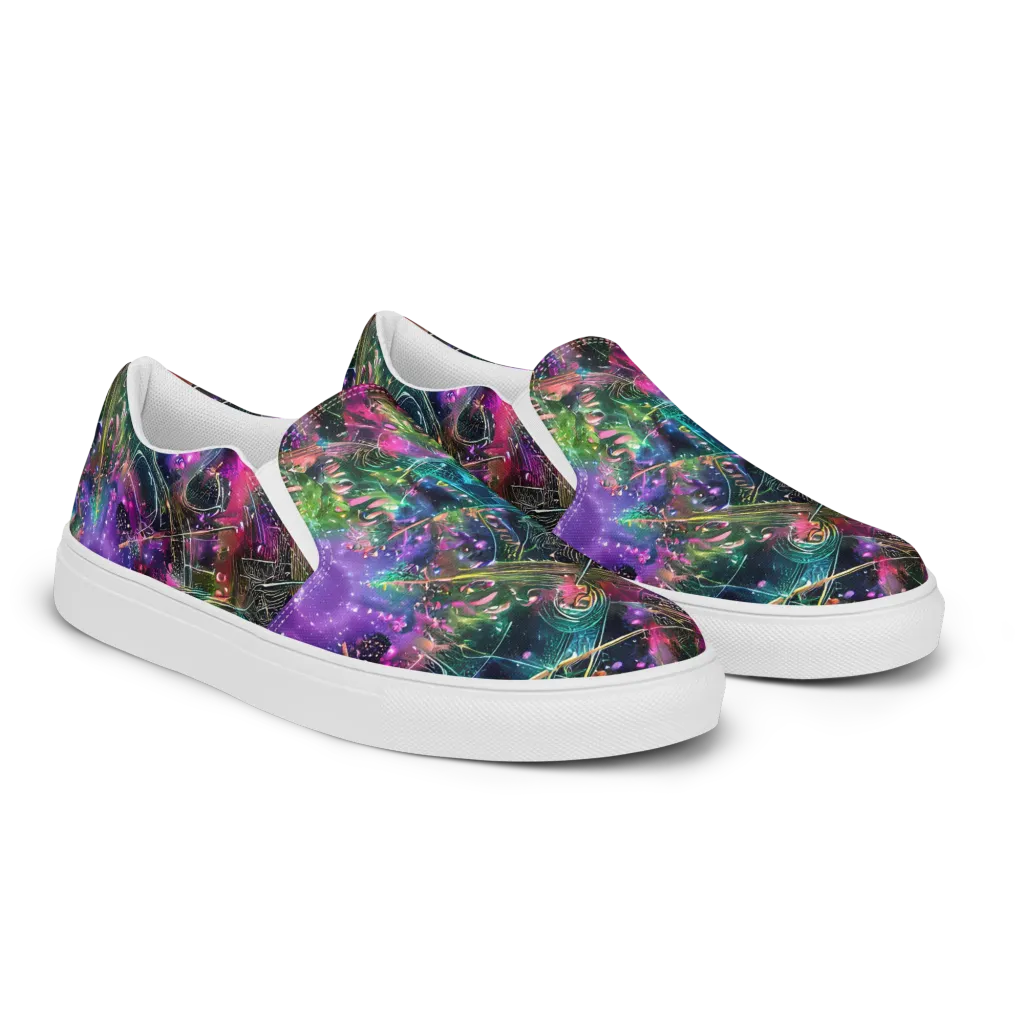 Digital Bloom on Women's Slip-On Canvas Shoes — Right Front
