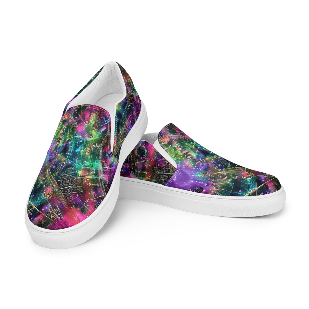 Digital Bloom on Women's Slip-On Canvas Shoes — Left Front