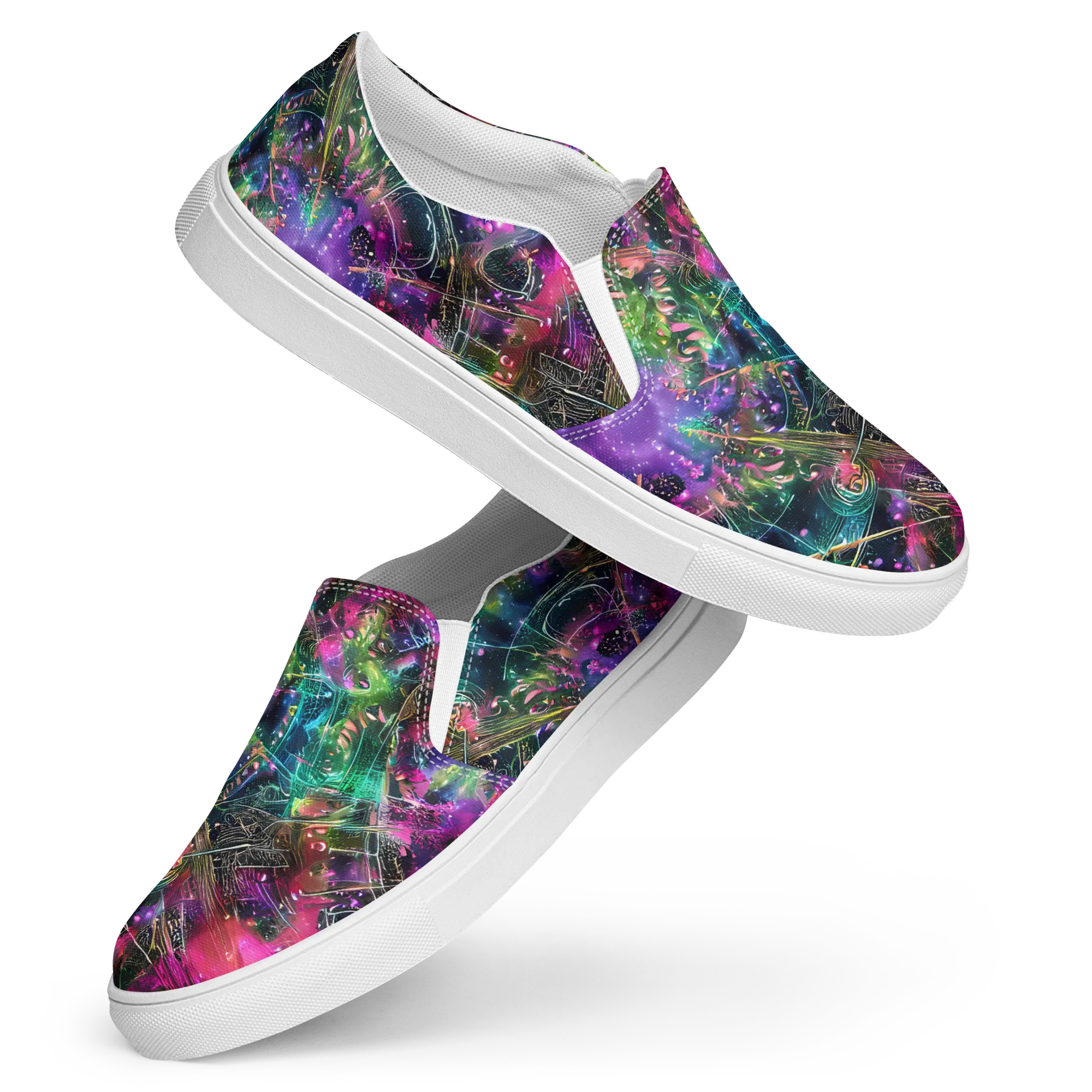 Digital Bloom on Women's Slip-On Canvas Shoes — Front