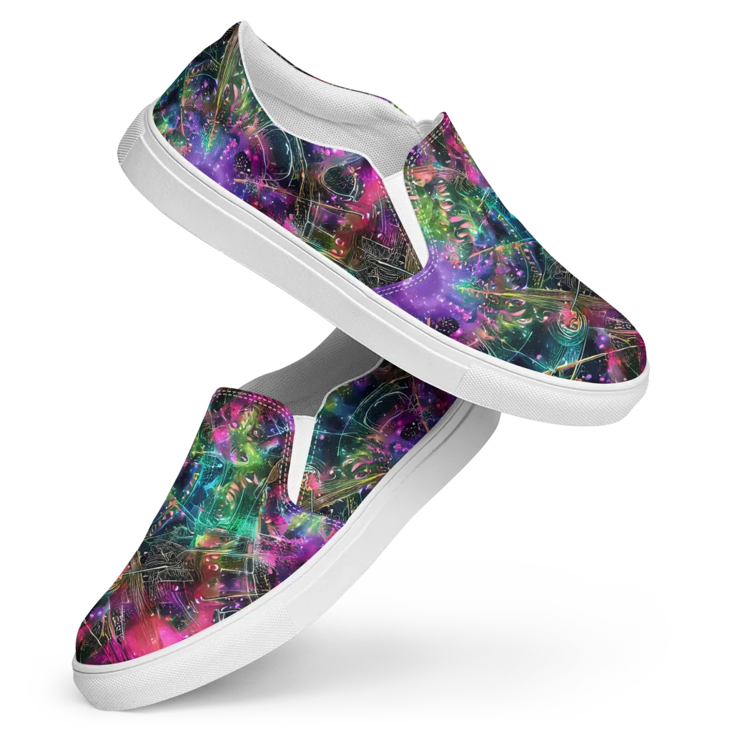 Digital Bloom on Women's Slip-On Canvas Shoes — Front