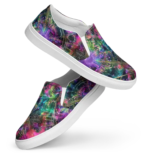 Digital Bloom on a Women's Slip-On Canvas Shoes