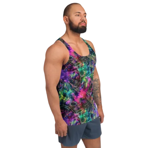 Digital Bloom on a Men's Tank Top