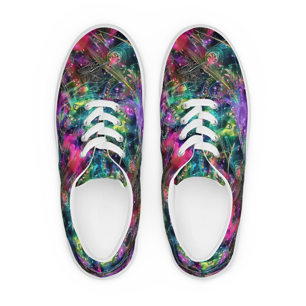Digital Bloom on Men's Lace-Up Canvas Shoes — Front