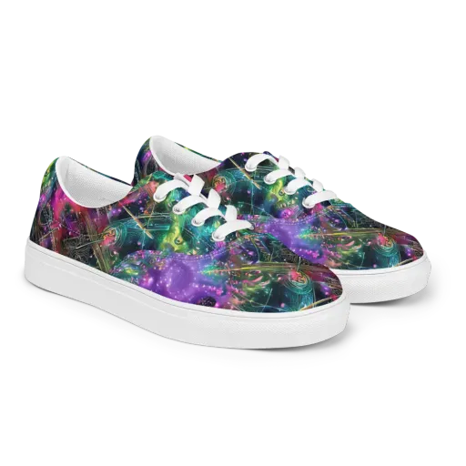 Digital Bloom on a Men's Lace-Up Canvas Shoes