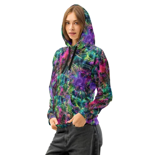Digital Bloom on a Cotton Hoodie