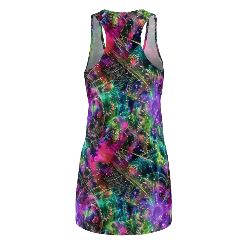 Digital Bloom on Racerback Dress — Back